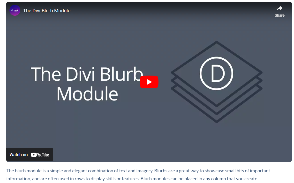 Modulo Divi Blur Video YouTube